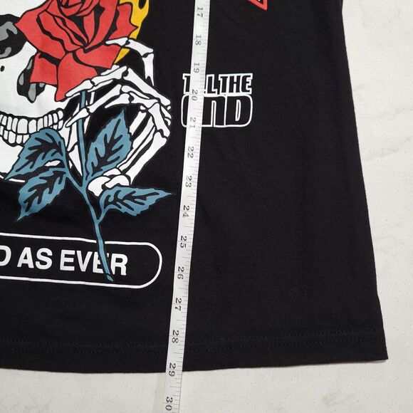 Primitive Skateboarding Loud As Ever Flaming Skull Rose Black T Shirt Large NWOT - Picture 3 of 5